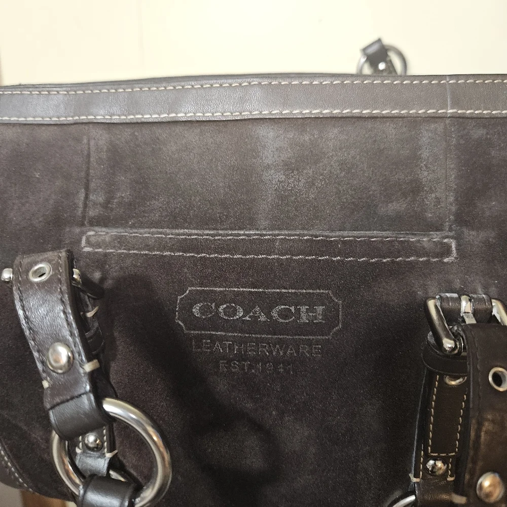 Coach Authentic Brown Leatherware Suede Shoulder Hand Bag F12836 Bag Vintage! - Picture 4 of 8